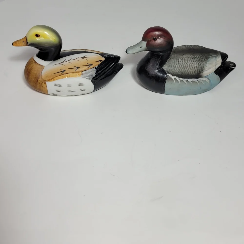 Two Beautifully Handpainted Small Porcelain Duck Figures Vintage RARE